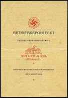 Walsrode 1938 (14.8.) Programm "BETRIEBSSPORTFEST" Der Fa. Wolff & Co. Mit D.A.F.-Logo U. Firmenlogo (Mitte... - Other & Unclassified