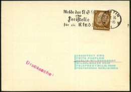 STETTIN/ *1v/ Melde Des NSV/ Eine/ Freistelle/ Für Ein Kind! 1935 (31.5.) Seltener MWSt Klar Auf Inl.Kt. (Bo.S... - Other & Unclassified