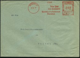 DRESDEN A1/ Deine Hand/ D.Handwerk!/ Handwerkskammer 1941 (15.9.) Aptierter AFS = Weimarer Adler Aus Klischee... - Other & Unclassified