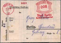 BERLIN O/ 17/ Stadt Berlin/ Bezirksamt Horst Wessel-Stadt 1938 (7.2.) AFS Auf Falt-Orts-Dienst-Bf. (mit Inhalt:... - Other & Unclassified