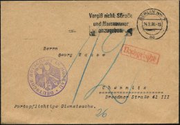 BERLIN NW 7/ Mc/ Vergiß Nicht Straße/ U.Hausnummer.. 1936 (14.2.) MWSt + Viol. 1K-HdN: DEUTSCHE... - Other & Unclassified