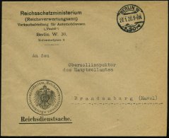 BERLIN W/ *30/ D 1920 (27.1.) 1K-Steg Auf Aptiertem Dienst-Vordr.-Bf.: Reichsschatzministerium/... - Other & Unclassified