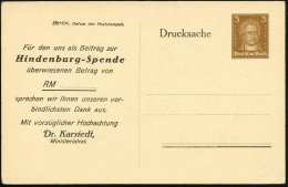 DEUTSCHES REICH 1927 (15.7.) PP 3 Pf. Goethe, Braun: 2. Oktober Hindenburgspende (Brustbild, Zitat) Ungebr. (Mi.PP... - Other & Unclassified