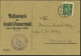 ZITTAU/ *1k 1922 (14.11.) 1K-Gitter A.Vordr.Kt.: Wahlausweis Zur Handelskammerwahl Am 3.Dez. + Viol. HdN. (Wappen)... - Other & Unclassified