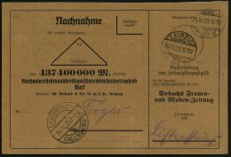 LEIPZIG/ *10d 1923 (24.10.) 1K-Gitter Auf Vordr.-Kt.: Gebühr Bezahlt.. Nacherhebung Von Zeitungsbezugsgeld... - Other & Unclassified