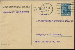 LEIPZIG/ B2b 1921 (3.3.) MaStrichSt Auf Vordr.Kt.: Arbeitersekretariat Leipzig + Rs. Viol. Abs.-3L:... - Other & Unclassified