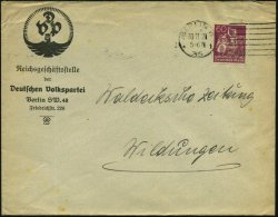 BERLIN W/ *35t 1921 (30.11.) MaStrichSt. , Vordr.-Bf.: D V P / Reichsgeschäftsstelle Der Deutschen... - Other & Unclassified