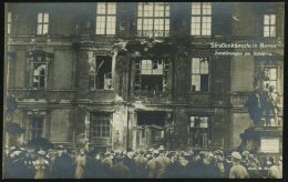 Berlin 1918 (Nov.) S/w.-Foto-Ak.: Straßenkämpfe In Berlin, Zerstörungen Am Schloß... - Other & Unclassified