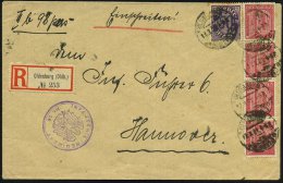 OLDENBURG/ *(OLDENB.)/ C 1921 (12.2.) 1K-Steg Auf Dienst 10 Pf. 4er-Streifen U. 50 Pf. + RZ: Oldenburg (Oldb.) +... - Other & Unclassified