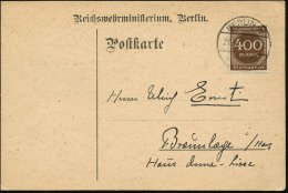 BERLIN W/ *8e 1923 (21.8.) 1K-Steg Auf EF Infla 400 Mk. Ziffer Auf Dienst-Kt.: Reichswehrministerium, , Seltene... - Other & Unclassified