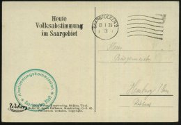 SAARBRÜCKEN 2/ Heute/ Volksabstimmung/ Im Saargebiet 1935 (13.1.) MaWSt + 6 Wellen Rechts + Grüner... - Other & Unclassified