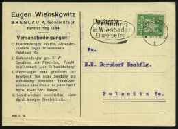 BRESLAU/ *1d/ Frühling/ In Wiesbaden/ Einreise Frei 1926 (28.5.) Seltener MWSt Auf EF 5 Pf. Adler Mit... - Sonstige & Ohne Zuordnung