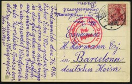 NEUTOMISCHEL/ **c 1916 (7.1.) 1K-Gitter Auf EF 10 Pf. Germania (Mi.86) + Seltener, Roter Zensur-2K: Auslandsstelle... - Other & Unclassified