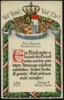 MÜNCHEN/ *2* 1914 (12.10.) Bd.MaSt. (Typ Sylbe) Auf Bayer. Color-Litho-Propaganda-Ak.: Viel Feind Viel Ehr!..... - Other & Unclassified