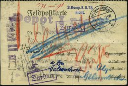 GELSENKIRCHEN/ *1b 1914 (26.9.) 1K-Steg + Viol. Ra.: Zurück (2x) + Div. Truppenstempel, Weiterleitungs- Und... - Other & Unclassified