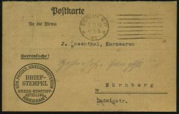 BERLIN SW/ *61q 1918 (1.5.) MaStrichSt Auf Portofreier Dienstkt.: KÖN. PREUSS. KRIEGSMINISTERIUM/... - Other & Unclassified