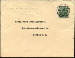 BERLIN W/ *8f 1916 (26.6.) 1K A. EF 5 Pf. Germania, Dienstbf. Mit Blindprägung: EMBASSY OF THE USA BERLIN +... - Other & Unclassified