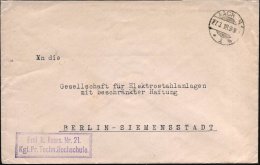 AACHEN/ *1w 1918 (27.3.) 1K-Gitter + Viol. Ra.2: Frei Lt. Avers. Nr. 21./Kgl. Pr. Techn. Hochschule , Rs. Blaue... - Other & Unclassified