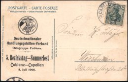 Koblenz-Capellen 1906 (8.7.) 1K-Segm.: CAPELLEN/(BZ COBLENZ) Auf Sonder-Kt.: Deutschnationaler... - Other & Unclassified