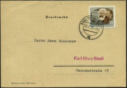 KARL-MARX-STADT 4 1953 (2.7.) 2K Auf EF 10 Pf. Karl Marx / Friedr. Engels (mit Kommunist. Manifest) Chemnitz Wurde... - Other & Unclassified