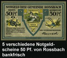 Rossbach 1921 50 Pf. Infla-Notgeldscheine: Schlacht Bei Rossbach, 5 Verschied. Motive , Alle Bankfrisch, Sehr... - Other & Unclassified