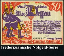 Dessau 1921 50 Pf. Infla-Notgeldscheine, Serie Von 6 Verschied. Motiven Des Friederizianischen Soldatenlebens (vs.... - Other & Unclassified