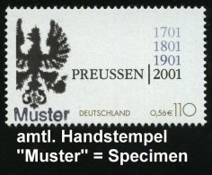 B.R.D. 2001 (Jan.) 110 Pf. "300 Jahre Königreich Preußen" Mit Amtl. Handstempel  "M U S T E R"  =... - Other & Unclassified