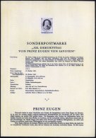 ÖSTERREICH 1963 1,50 S. "300. Geburtstag Prinz Eugen V. Savoyen", Ungez. Schwarzdruck Auf Amtl.... - Other & Unclassified