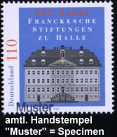 B.R.D. 1998 (Sept.) 110 Pf. "300 Jahre Franckesche Stiftungen Halle" M. Amtl. Handstempel  "M U S T E R" , Postfr.... - Other & Unclassified
