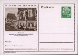 Osnabrück 1957/58 10 Pf. BiP Heuss I, Grün: ..Rathaus (Friedenssaal V.1648)..u. Marienkirche , 2... - Other & Unclassified