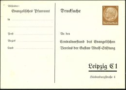 Leipzig 1934 (ca.) PP 3 Pf. Hindenbg., Braun: Evangel. Verein Der Gustav Adolf-Stiftung (Eckbugspur) Ungebr.,... - Other & Unclassified
