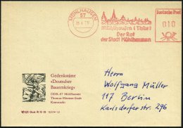 57 MÜHLHAUSEN/ Der Rat/ D.Stadt 1976 (28.4.) AFS = Histor. Stadtbild Auf Dekorat. SU.: Gedenkstätte... - Other & Unclassified