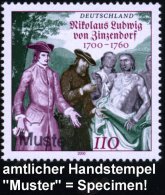 B.R.D. 2000 (Mai) 110 Pf. "300. Geburtstag Nikolaus Graf V.Zinzendorf" = Zinzendorf M. Irokesen + Amtl. Handstempel... - Other & Unclassified