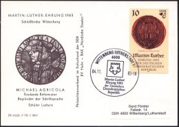 4600 WITTENBERG LUTHERSTADT 1/ Martin Luther/ Ehrung.. 1983 (4.11.) SSt Auf EF 10 Pf. Luther , Klar Gest.... - Other & Unclassified