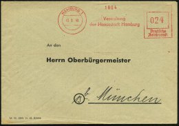 HAMBURG 1/ Verwaltung/ Der Hansestadt Hamburg 1946 (10.9.) Aptierter AFS = NS-Adler Entfernt , Rs.Abs.-Vordr.:... - Other & Unclassified