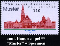 Greifswald 2000 (Apr.) 110 Pf. "750 Jahre Greifswald" + Amtl. Handstempel  "M U S T E R" , Postfr. + Amtl.... - Other & Unclassified