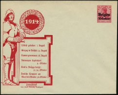 DT.BES.BELGIEN 1914 PU 10 C./10 Pf. Germania, Rot: Ordens-Ritter Mit Bi-Händer (Kriegsdaten) Ungebr. (Mi.PU... - Other & Unclassified