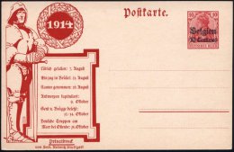 DT.BES.BELGIEN 1914 PP 10 C./10 Pf. Germania, Rot: Ordens-Ritter Mit Bi-Händer (Kriegsdaten) Ungebr. (ME.PP... - Other & Unclassified