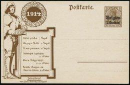 DT.BES.BELGIEN 1914 PP 3 C./3 Pf. Germania, Braun: Ordens-Ritter Mit Bi-Händer (Kriegsdaten) Ungebr. (ME.PP... - Other & Unclassified