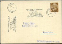 BENDSBURG (OBERSCHLES)/ BENDSBURG.. 1942 (20.3.) Seltener MWSt = Burgruien Bendsburg 2x Auf PP 3 Pf. Hindenbg.... - Other & Unclassified