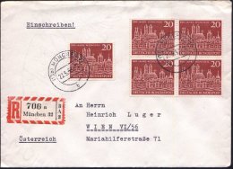 B.R.D. 1958 (22.5.) 20 Pf. "800 Jahre München" Reine MeF: 4er-Block + Einzelstück + Ortsgl.  RZ:... - Other & Unclassified