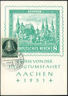 (22c) AACHEN 1/ A/ HEILIGTUMSFAHRT 1951 (20.7.) SSt Rs. Auf EF 10 Pf. Glocke (Berlin Mi.76 EF + 50.- EUR) Klar... - Other & Unclassified