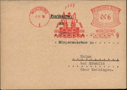 WÜRZBURG/ 1/ DIE GASTLICHE/ MAINSTADT 1938 (7.11.) AFS = Festung Marienberg = In Bauernkriegen Belagert U.... - Autres & Non Classés