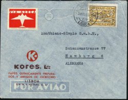 PORTUGAL 1953 (3.5.) 3,50 E. "1400. Jahrestag Ankunft St. Martin V. Braga", EF , Klar Gest. Ausl.-Flp.-Bf. (oben... - Other & Unclassified