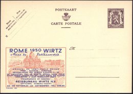 BELGIEN 1950 90 C. Reklame-P Löwe, Braunlila: ROME 1950 WIRTZ ..Naar De Vatikaan-stad = Petersdom (+... - Sonstige & Ohne Zuordnung