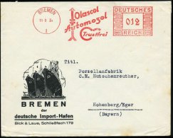 BREMEN/ 1/ Olascol/ Automozol/ Trustfrei 1934 (11.9.) AFS (Logo M.Pfeil) Dekorat. Reklame-Bf: BREMEN Der Deutsche... - Other & Unclassified