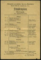 Berlin N.W.40 1916 (Juli) Orig. "Stundenplan" Der "Königl. Preuß. Heeres-Gasschule" (gefaltet, Etw.... - Other & Unclassified