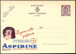 BELGIEN 1948 90 C. Reklame-P., Braunlila: Tegen Alle Pijnen/RHEUMATIEK, GRIEP..BAYER/ASPIRINE.. (Bayer-Logo U.... - Other & Unclassified