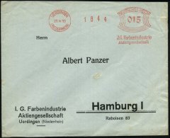 UERDINGEN/ (NIEDERRHEIN)/ J.G.Farbenindustrie/ AG 1930 (29.4.) AFS Mit Großer Zählnr. , Firmen-Bf. (kl.... - Other & Unclassified