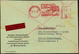 BITTERFELD/ BINO/ Würze.. 1952 (5.6.) AFS 104 Pf. Suppenwürze-Flasche (maggi-ähnl. U. Teller)... - Other & Unclassified
